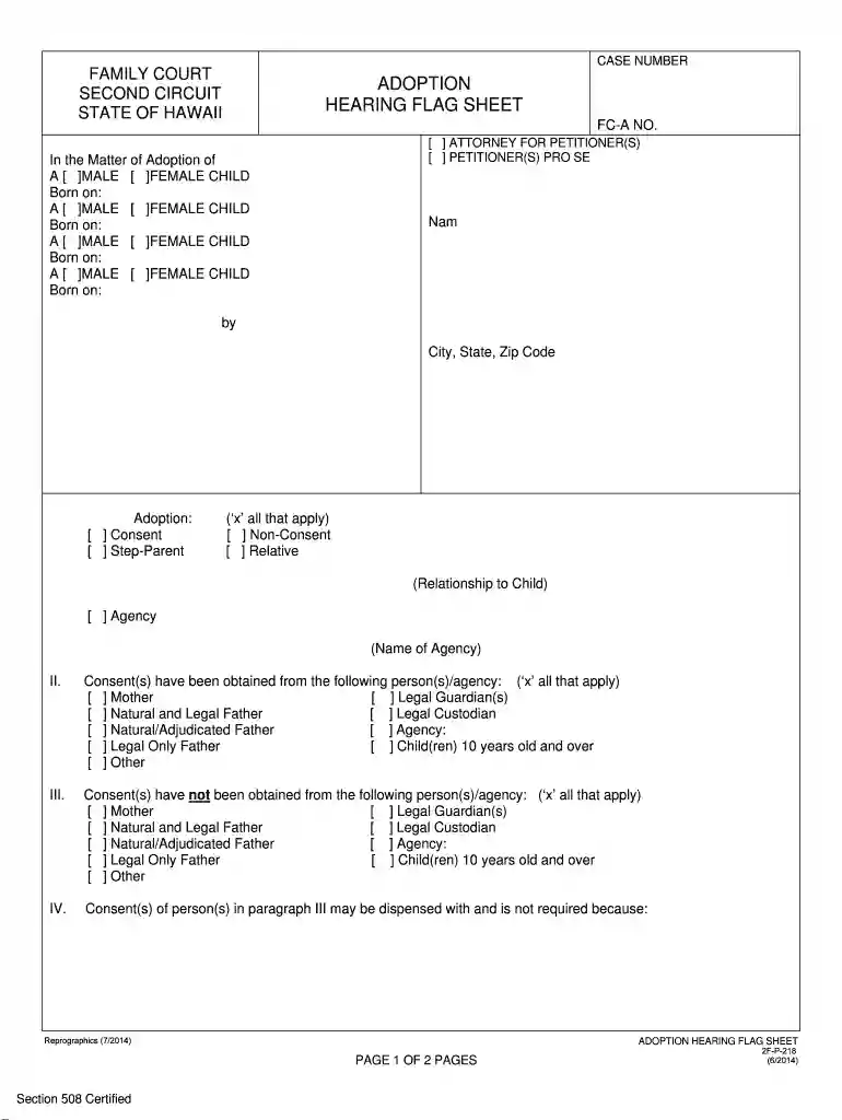 hawaii hearing sheet Preview on Page 1