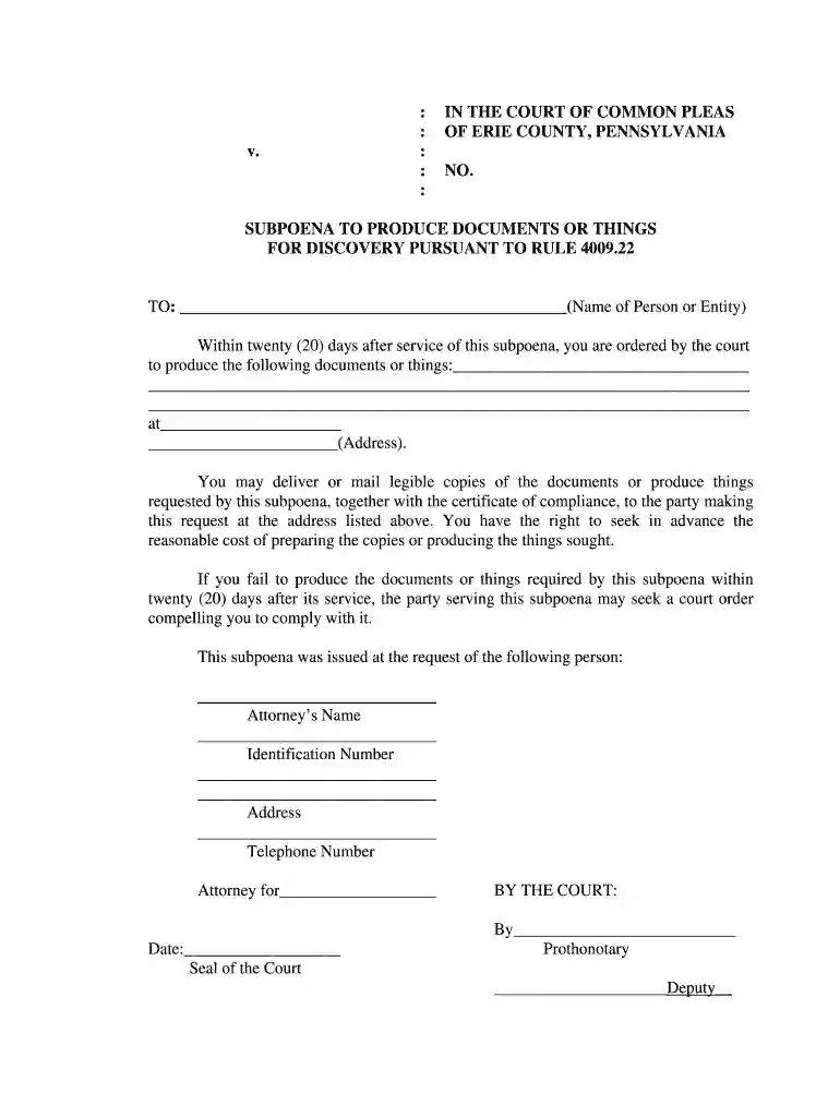sample subpoena to produce documents Preview on Page 1