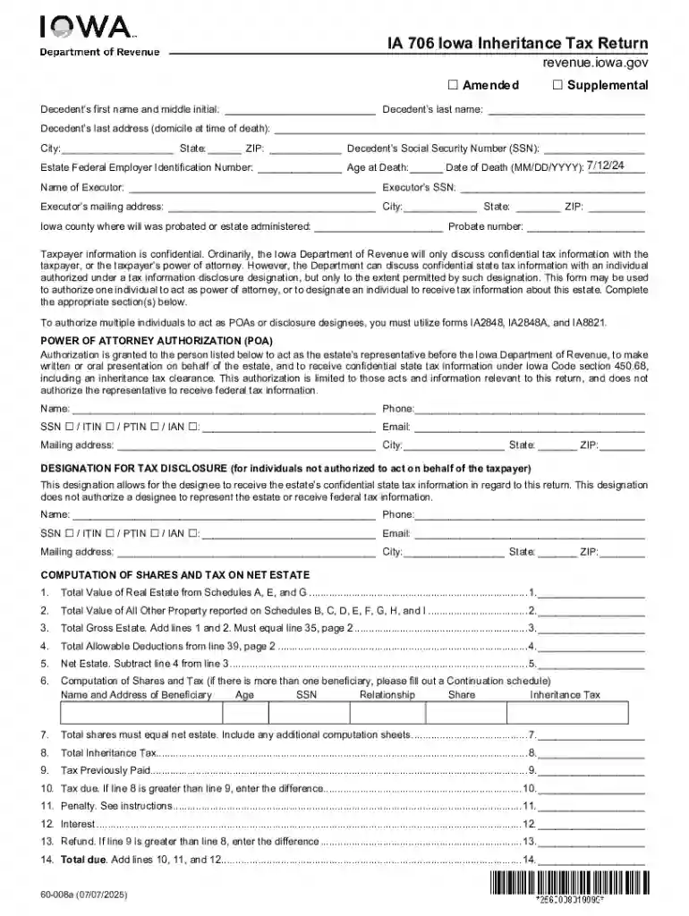 Forms - Inheritance Tax Preview on Page 1