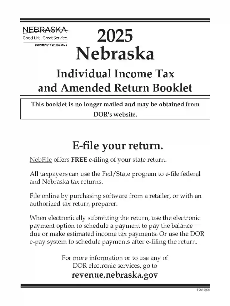 Nebraska Individual Income Tax and Amended Return Booklet Preview on Page 1