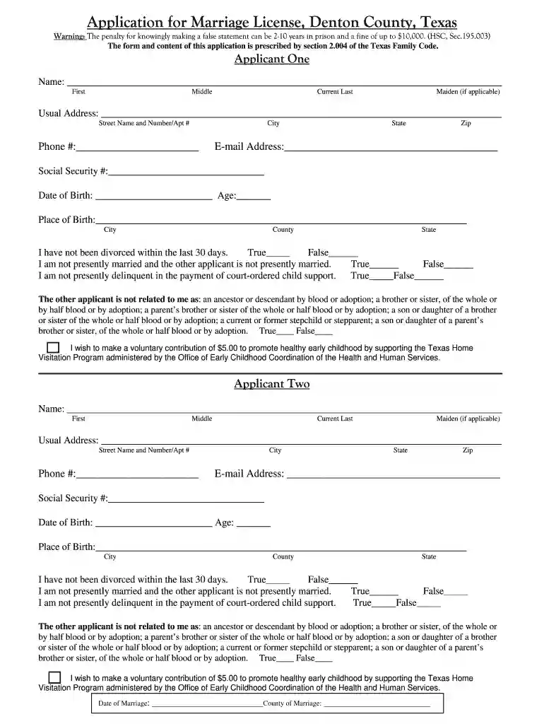denton county marriage license Preview on Page 1