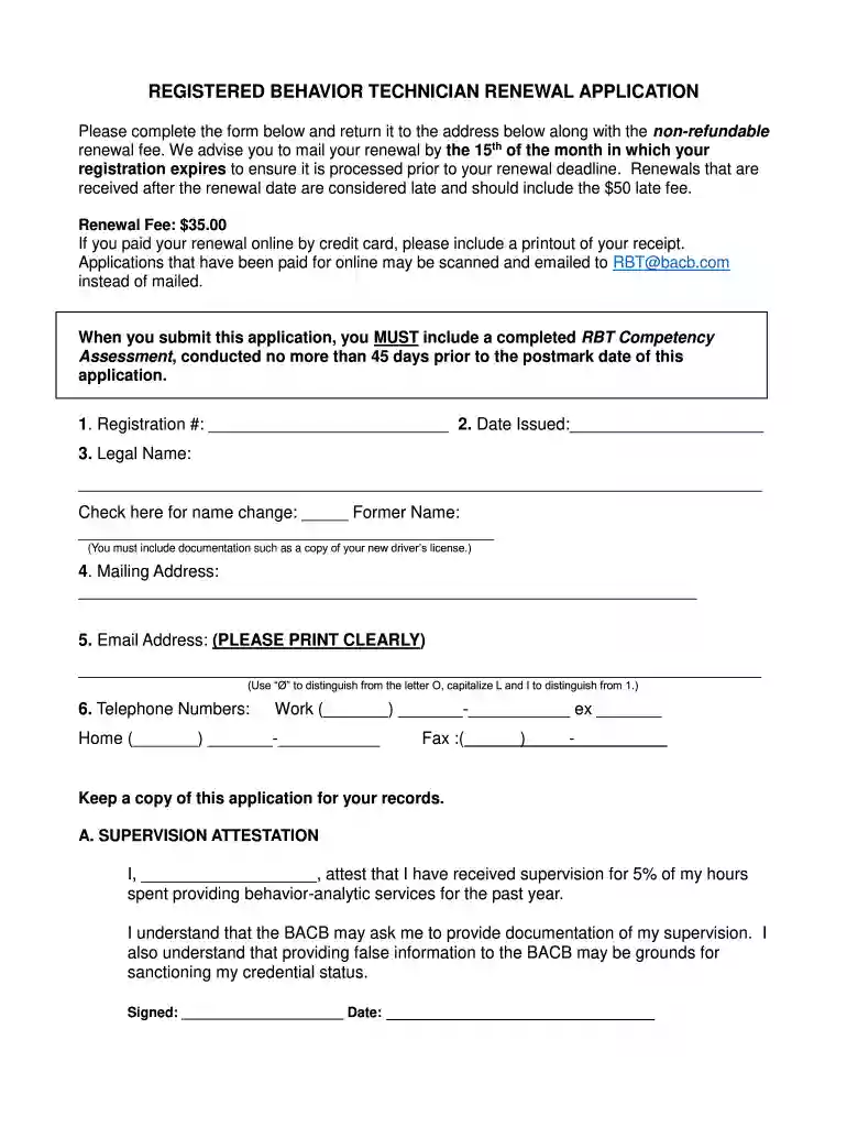 rbt renewal application Preview on Page 1