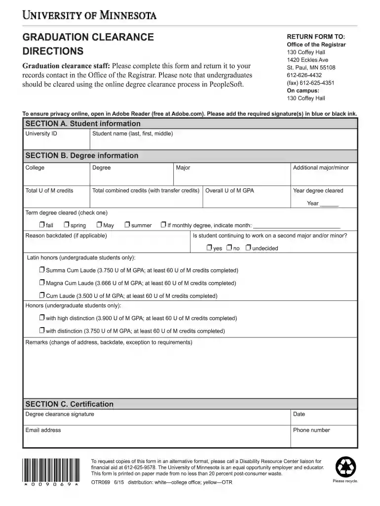 GRADUATION CLEARANCE DIRECTIONS - policy umn Preview on Page 1