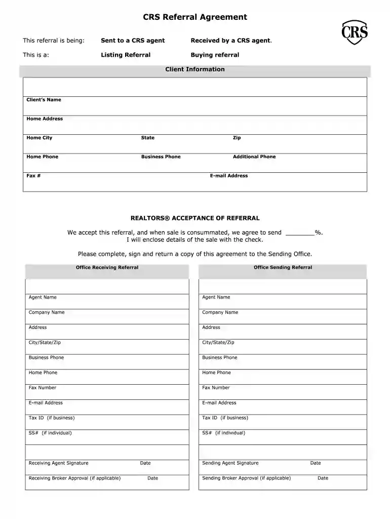 crs referral form Preview on Page 1