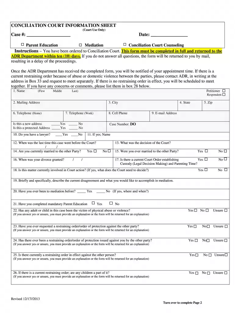 mediation form conciliation Preview on Page 1