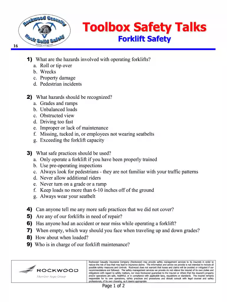 forklift toolbox talk pdf Preview on Page 1