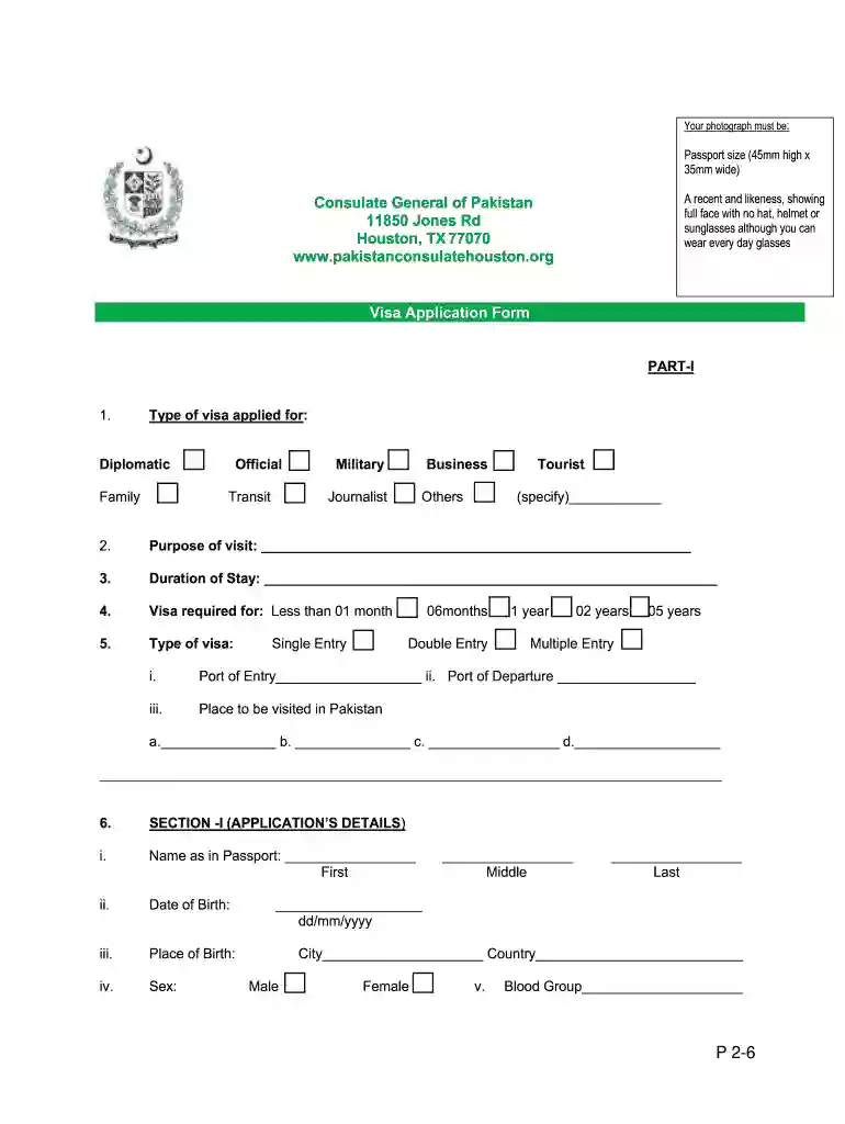 pakistan visa application form Preview on Page 1