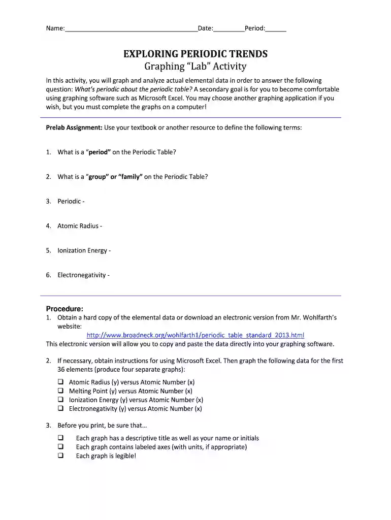 periodic trends worksheet answers Preview on Page 1