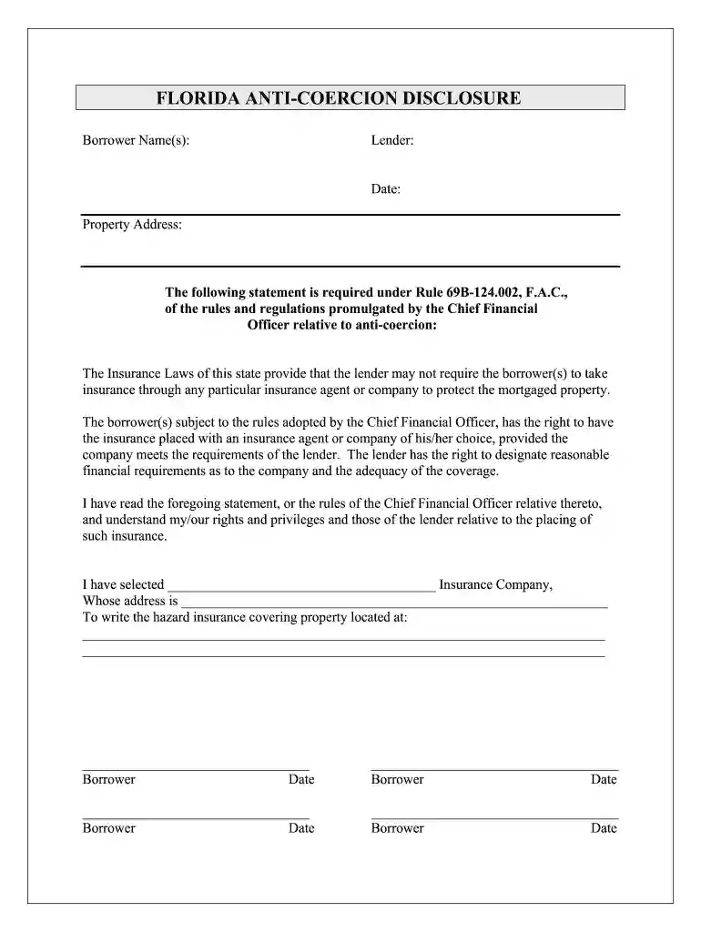 florida statement of anti coercion Preview on Page 1