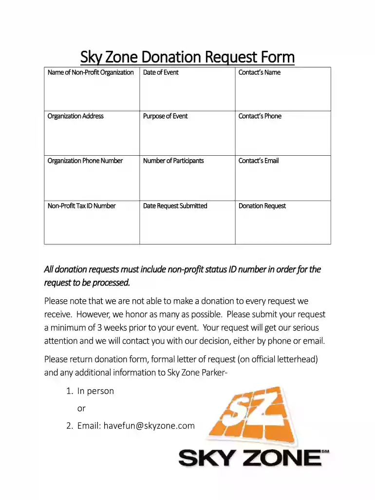 urban air donation request Preview on Page 1