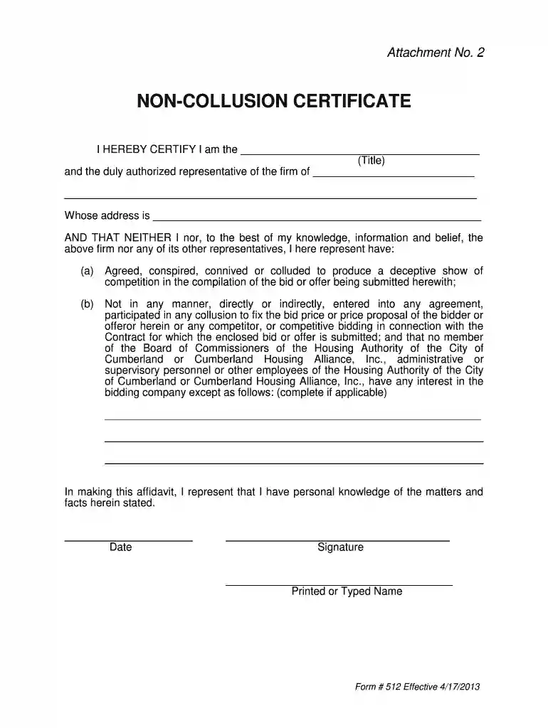 anti collusion certificate Preview on Page 1