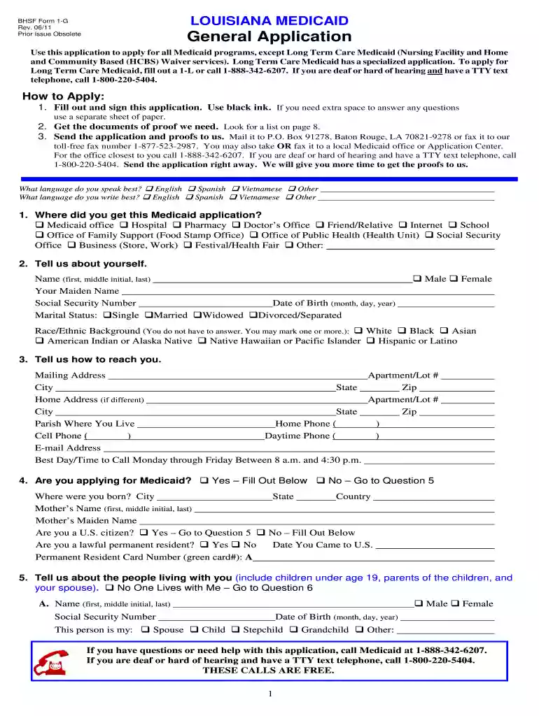 louisiana medicaid application Preview on Page 1