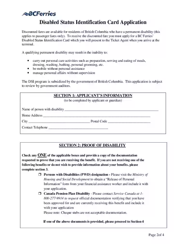 bc ferries disability card Preview on Page 1