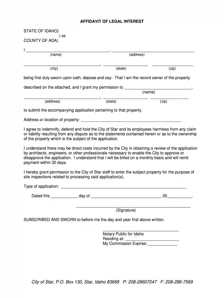 affidavit of interest Preview on Page 1