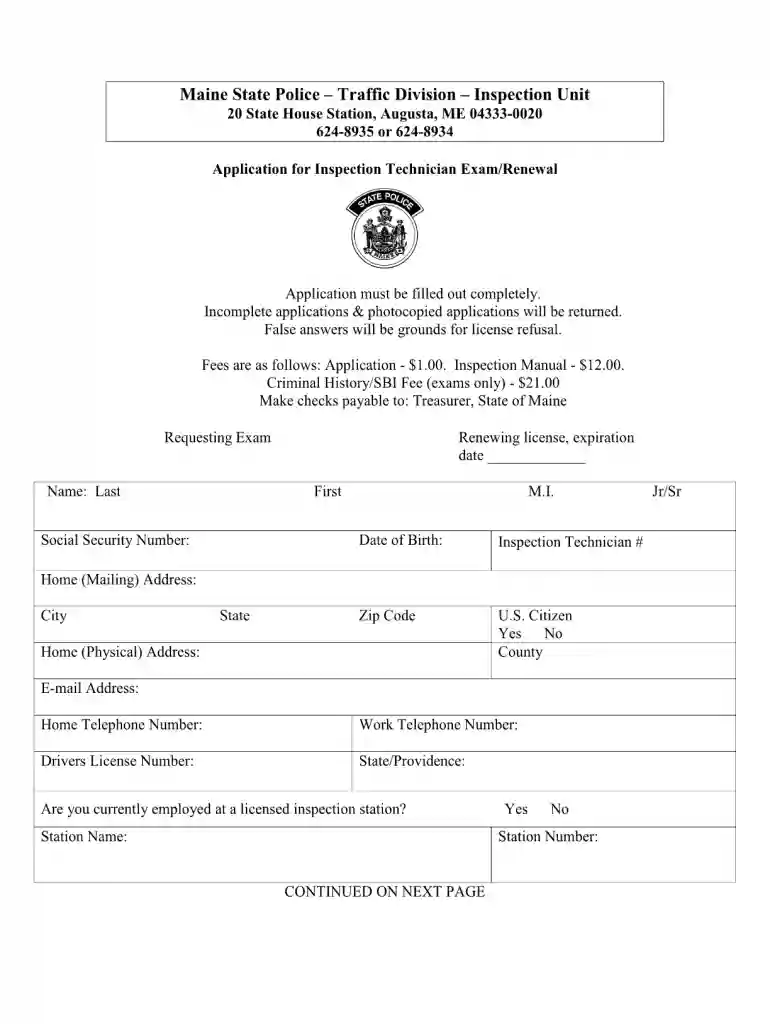 state of maine inspection license renewal Preview on Page 1