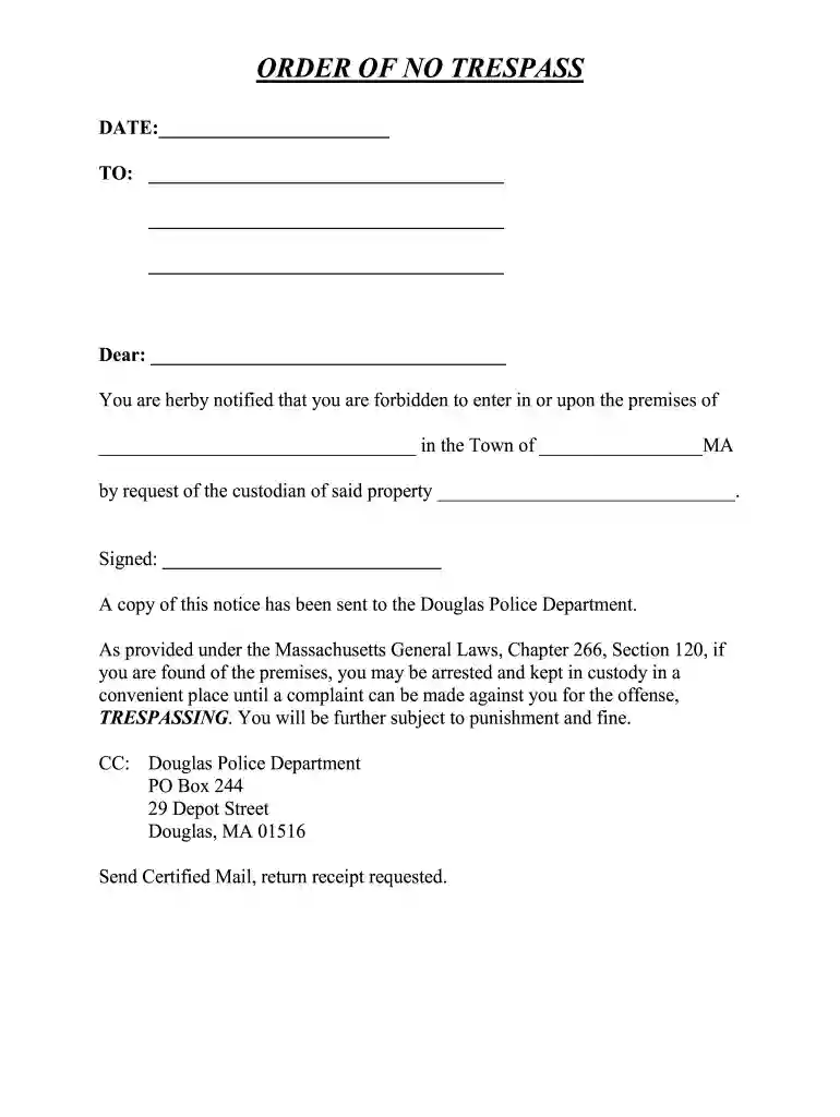 free printable no trespassing letter Preview on Page 1