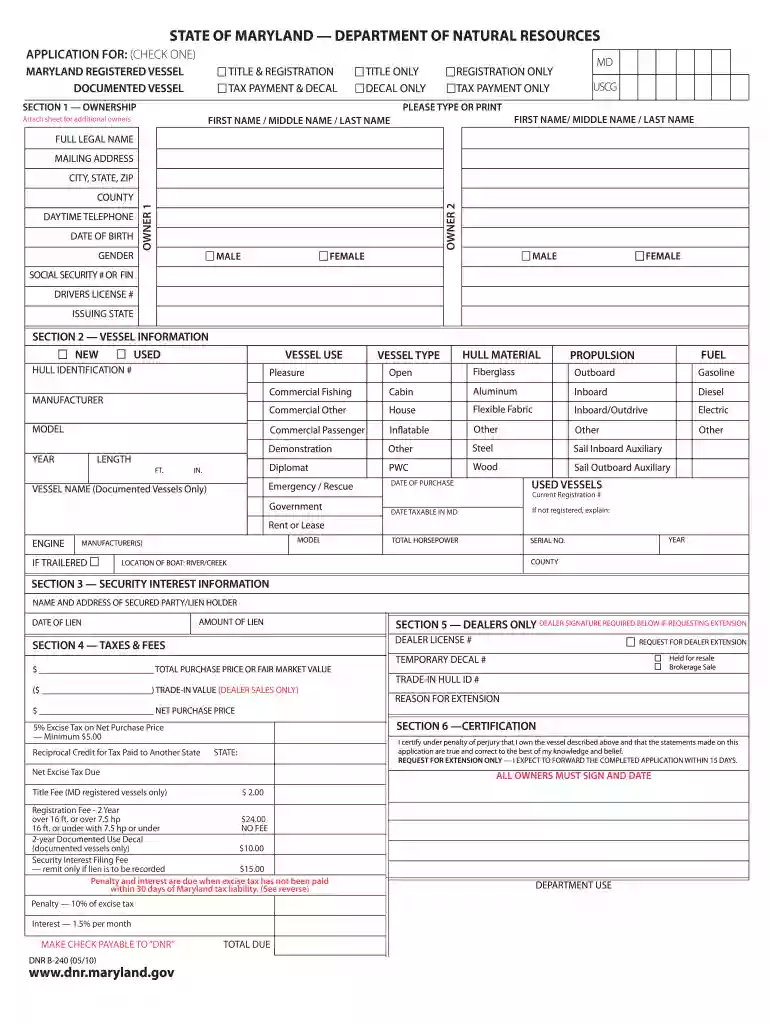 dnr form b 240 Preview on Page 1