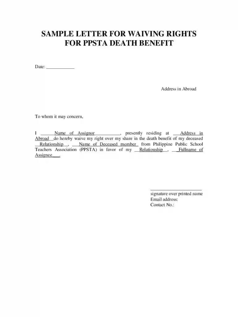 waiver of rights to claim death benefits Preview on Page 1