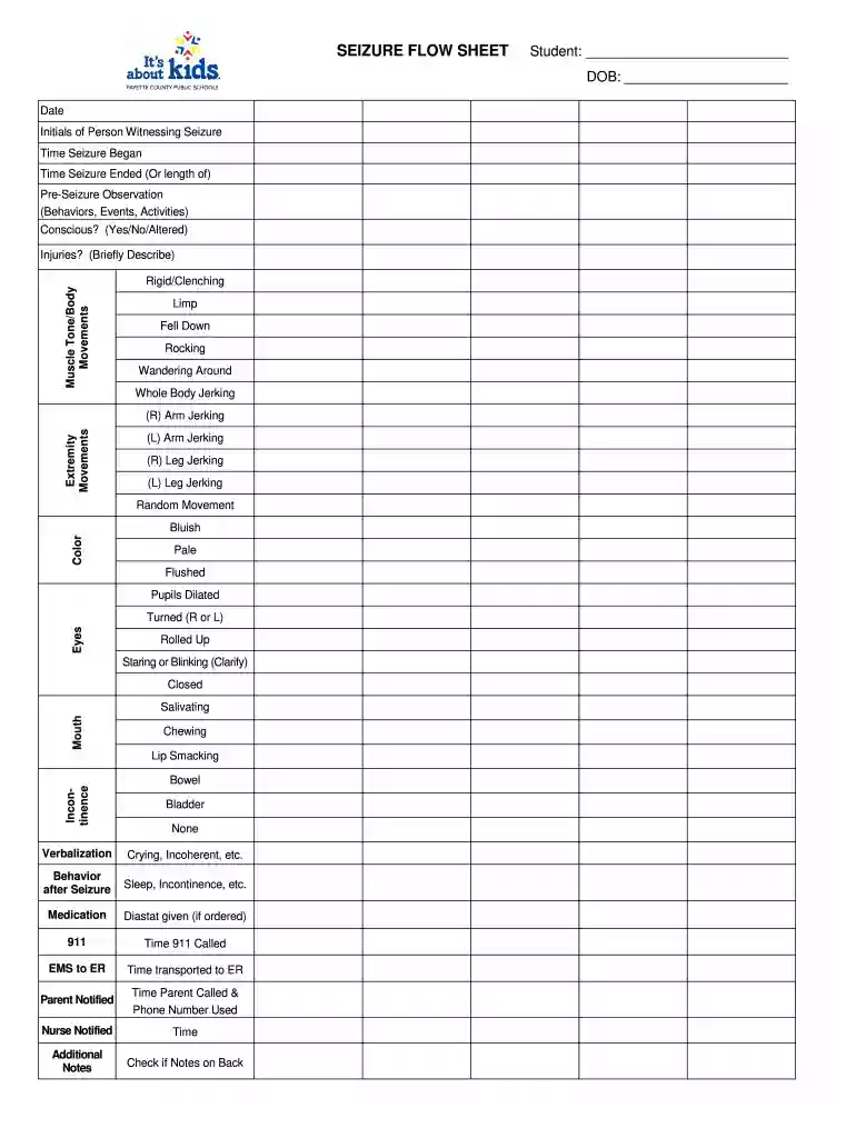 seizure chart pdf Preview on Page 1