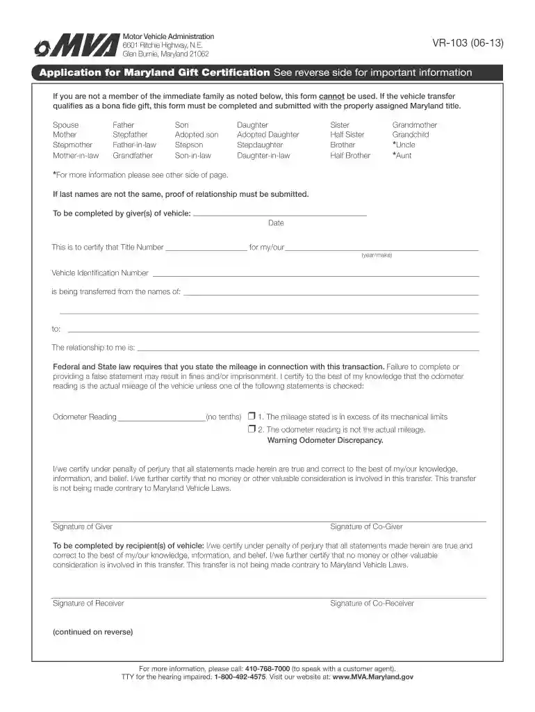 vr 103 2011 form Preview on Page 1