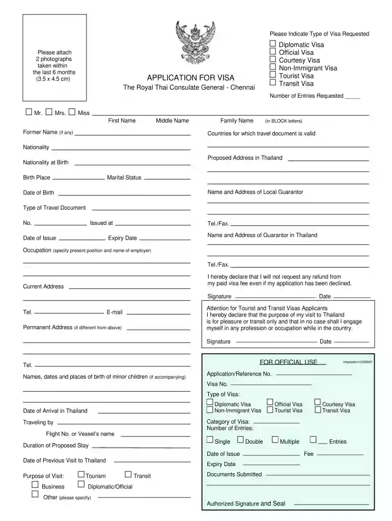 thai visa application form word format Preview on Page 1