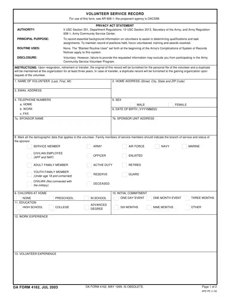 da form 4162 Preview on Page 1