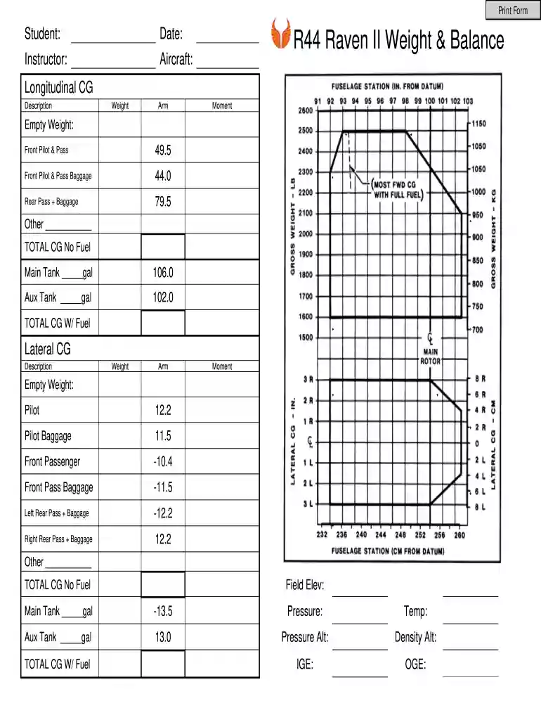 r44 weight and balance Preview on Page 1