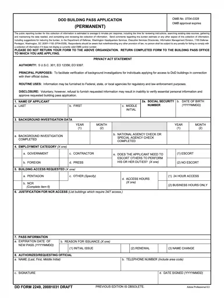 dd2249 Preview on Page 1