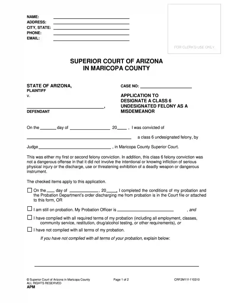 arizona expungement forms Preview on Page 1