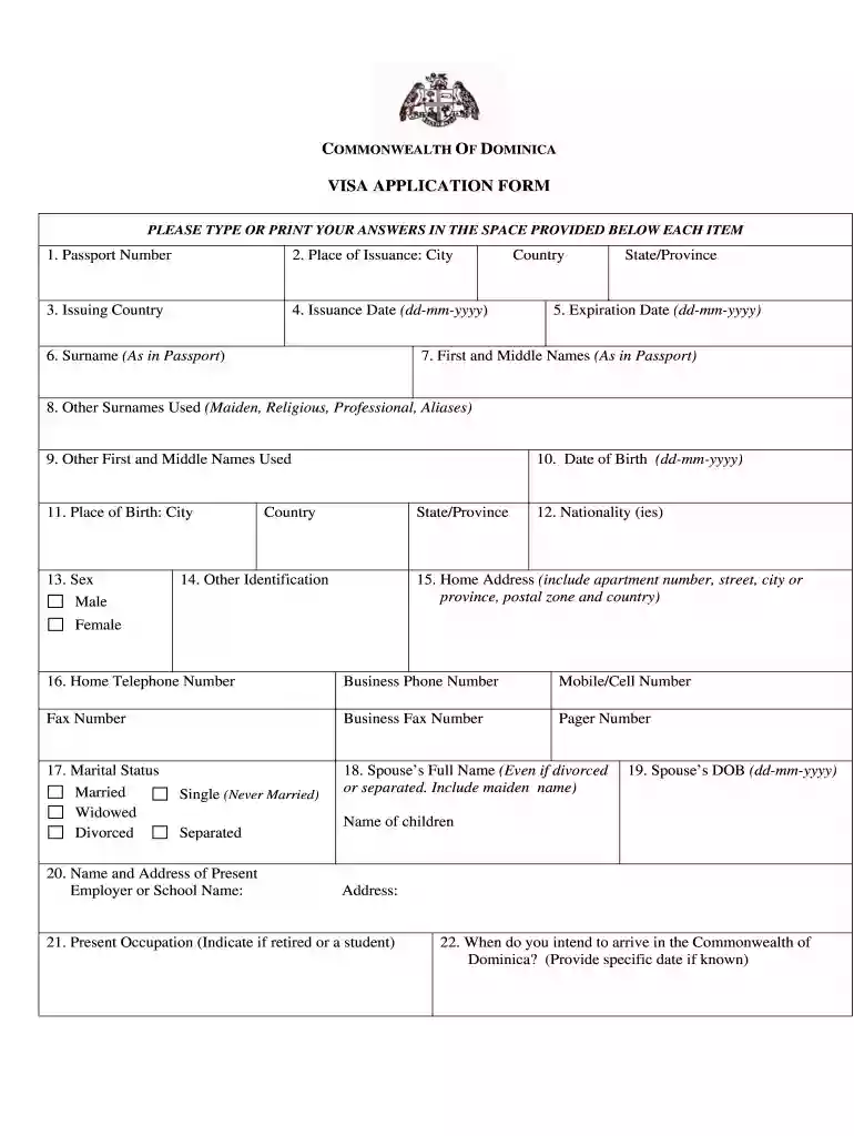 dominican republic entry form Preview on Page 1