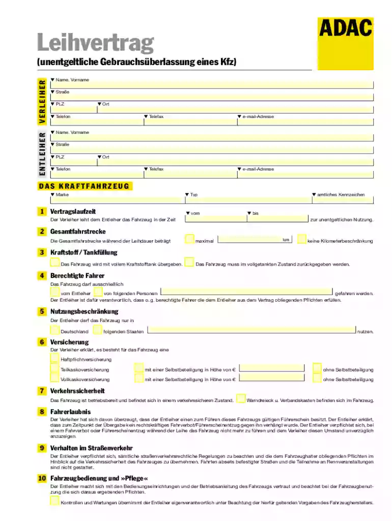adac leihvertrag Preview on Page 1