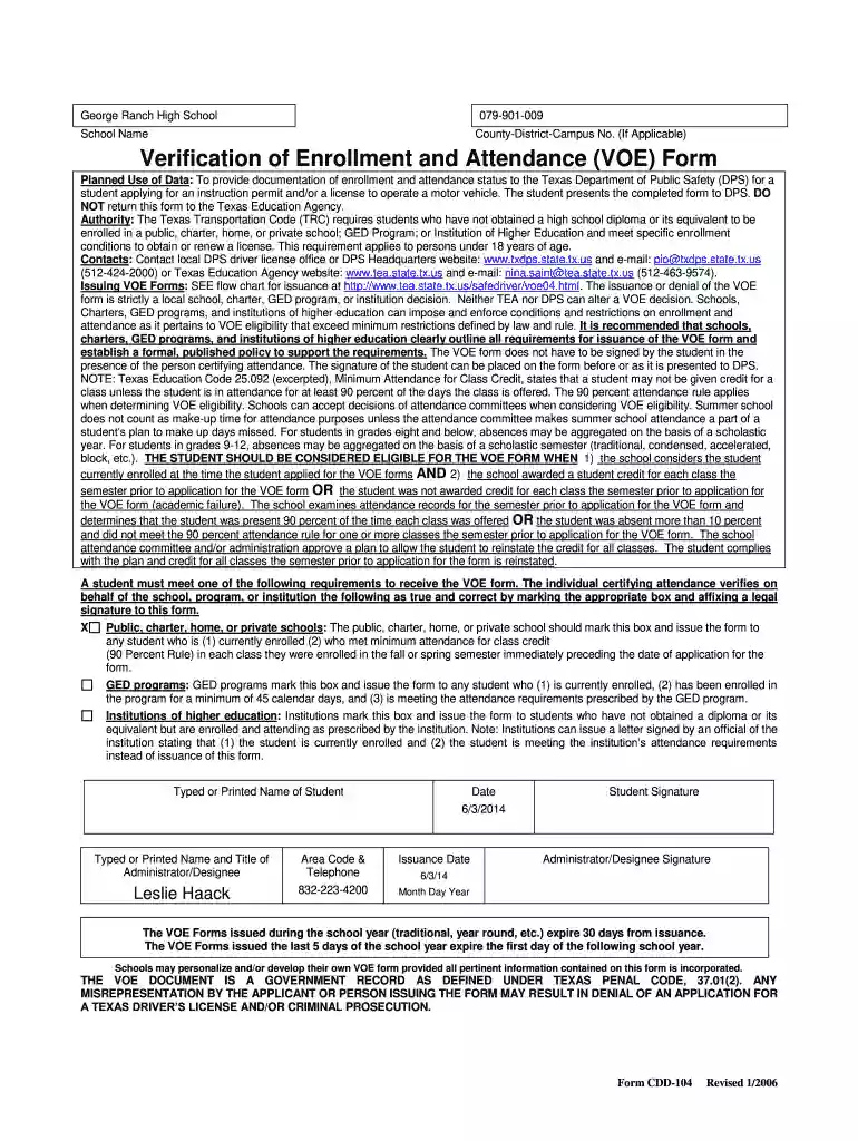 voe document Preview on Page 1