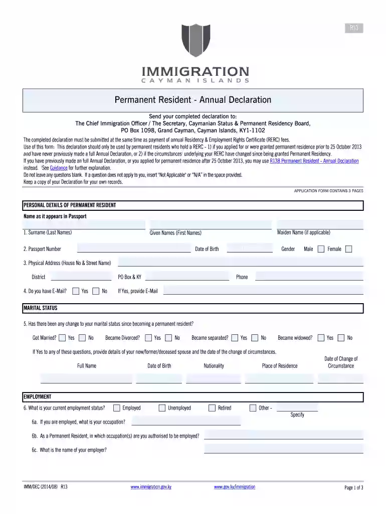 cayman islands naturalization form Preview on Page 1