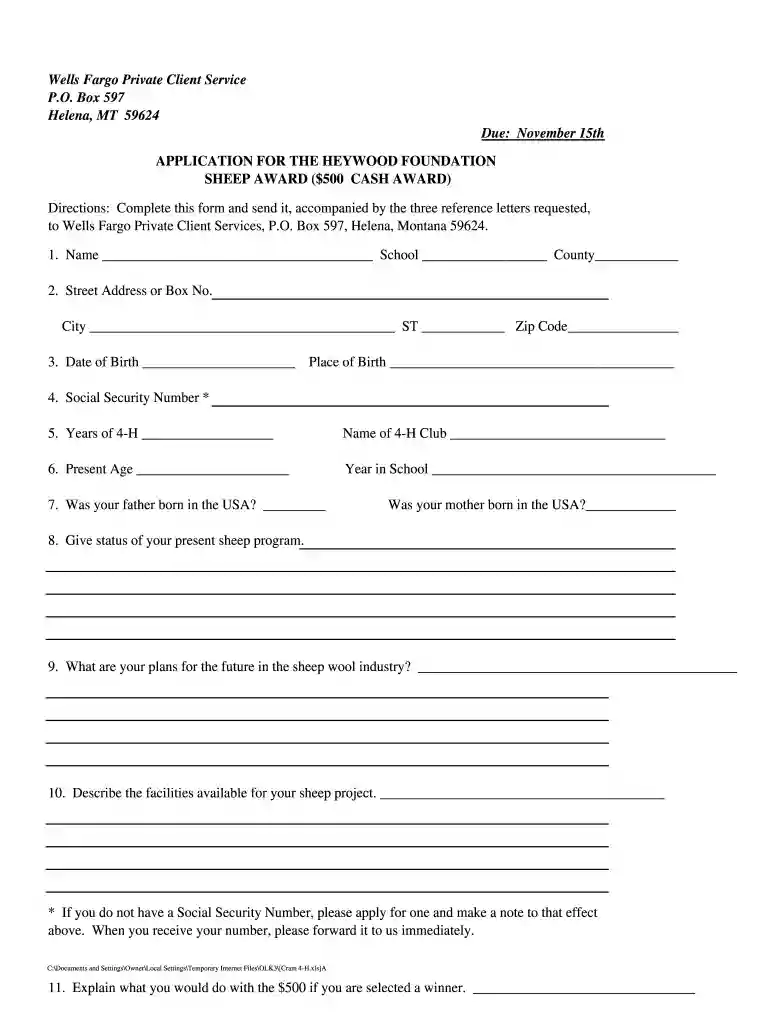 heywood sheep scholarship Preview on Page 1