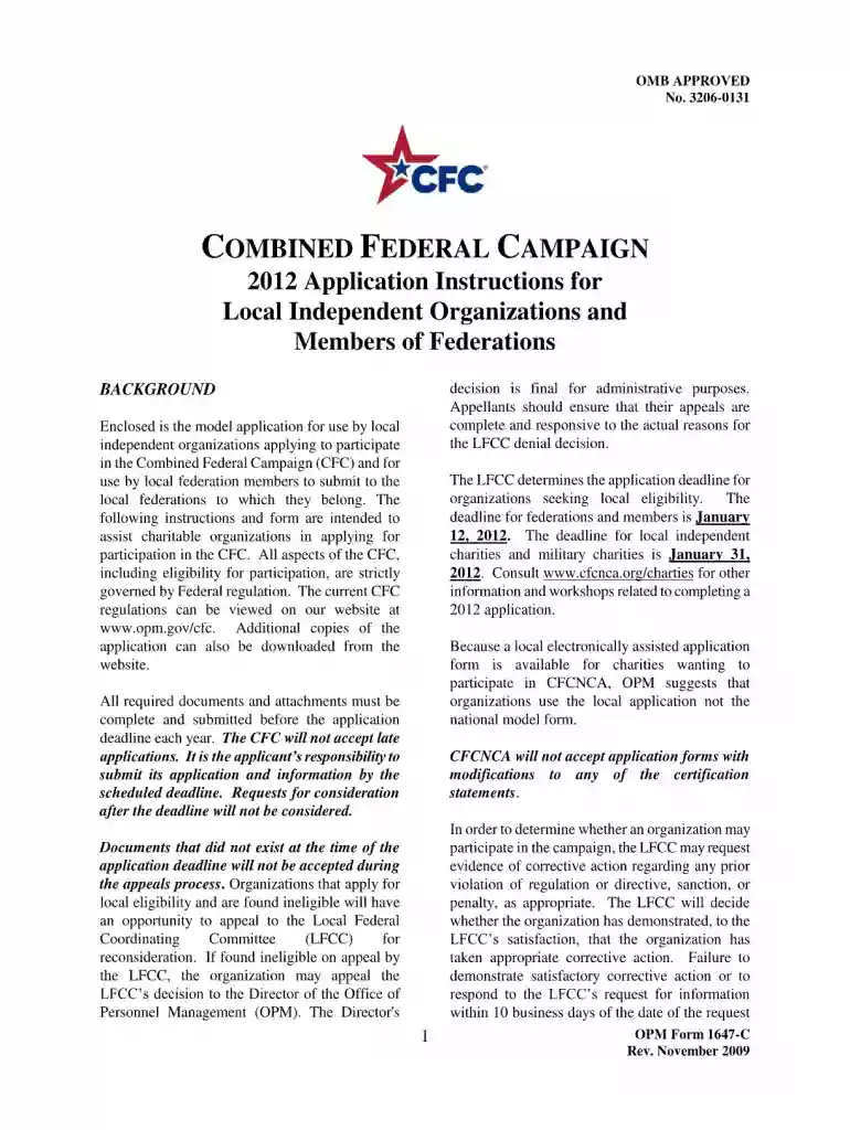 opm form 1647 c 2009 Preview on Page 1