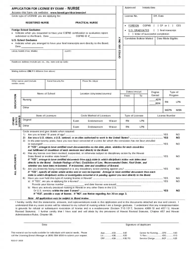 hawaii nursing license by endorsement online application Preview on Page 1