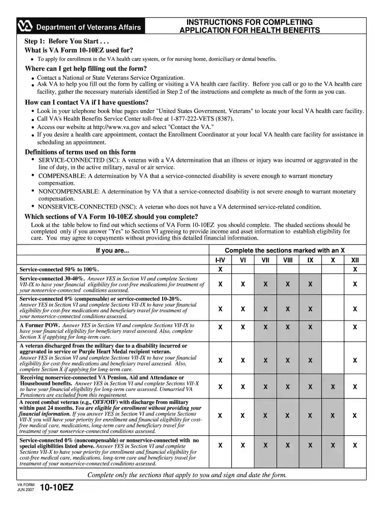 ez form for filling out online va health benefits 2007 Preview on Page 1