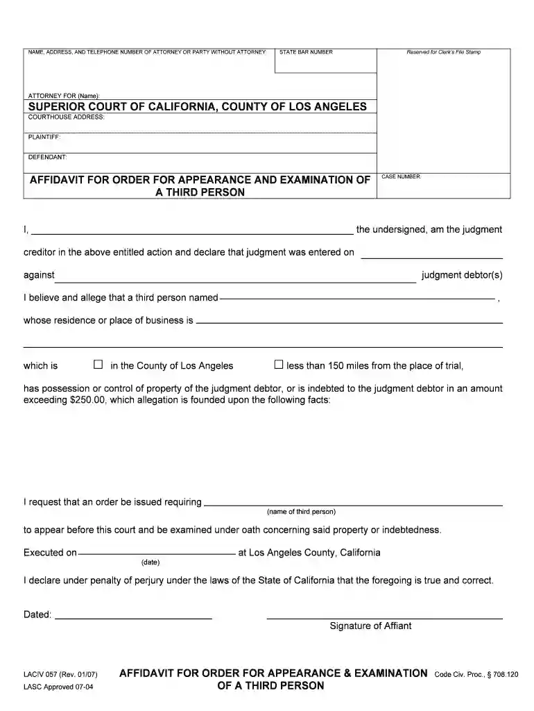 affidavit appearance Preview on Page 1