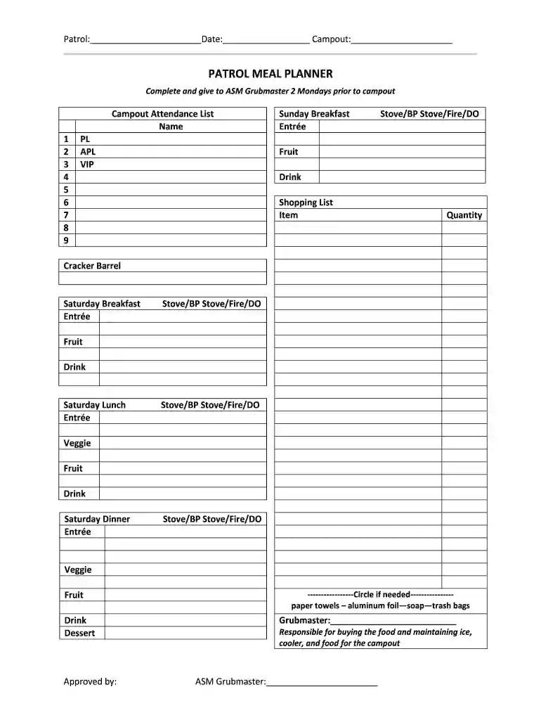 grubmaster planner Preview on Page 1