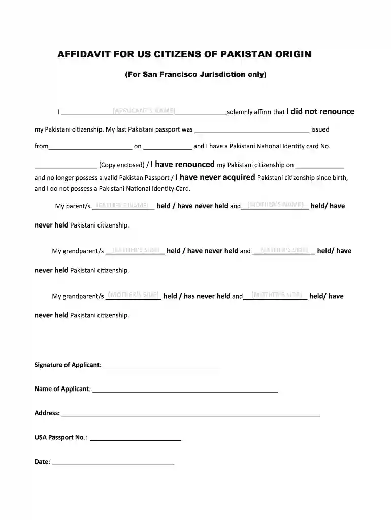 affidavit of not having passport Preview on Page 1