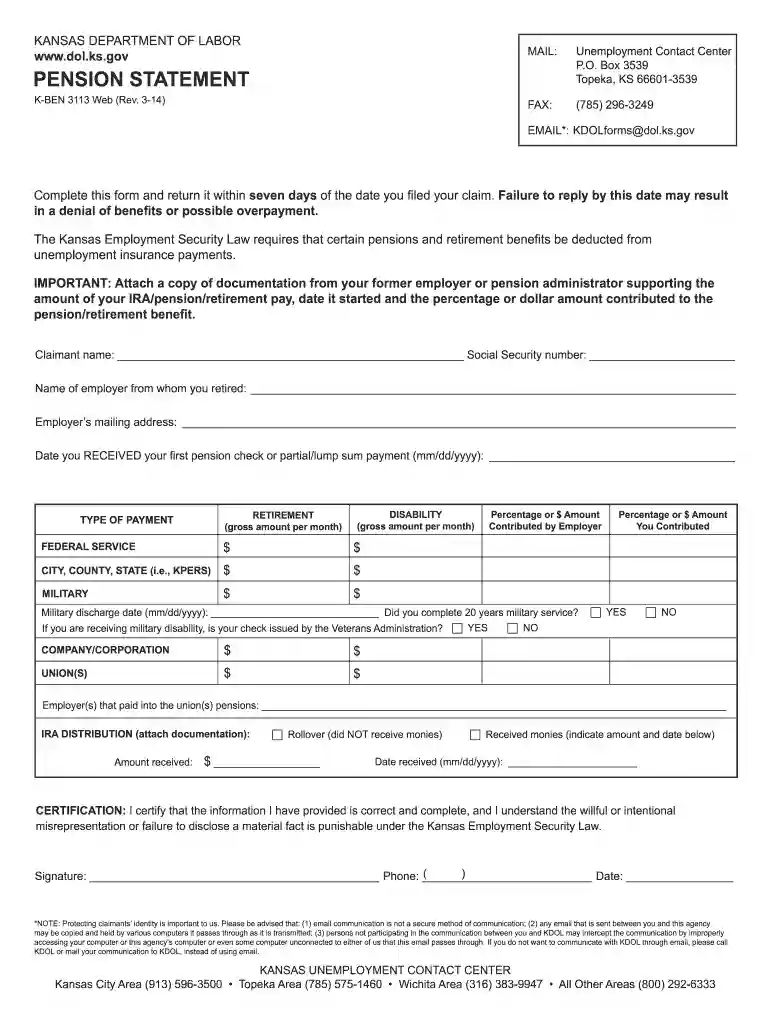pension statement example Preview on Page 1