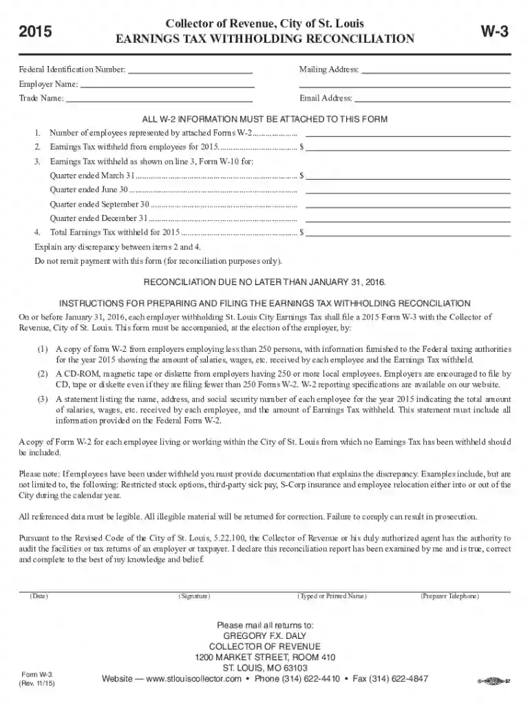 informational disbursement report city of st louis 2015 w3 Preview on Page 1