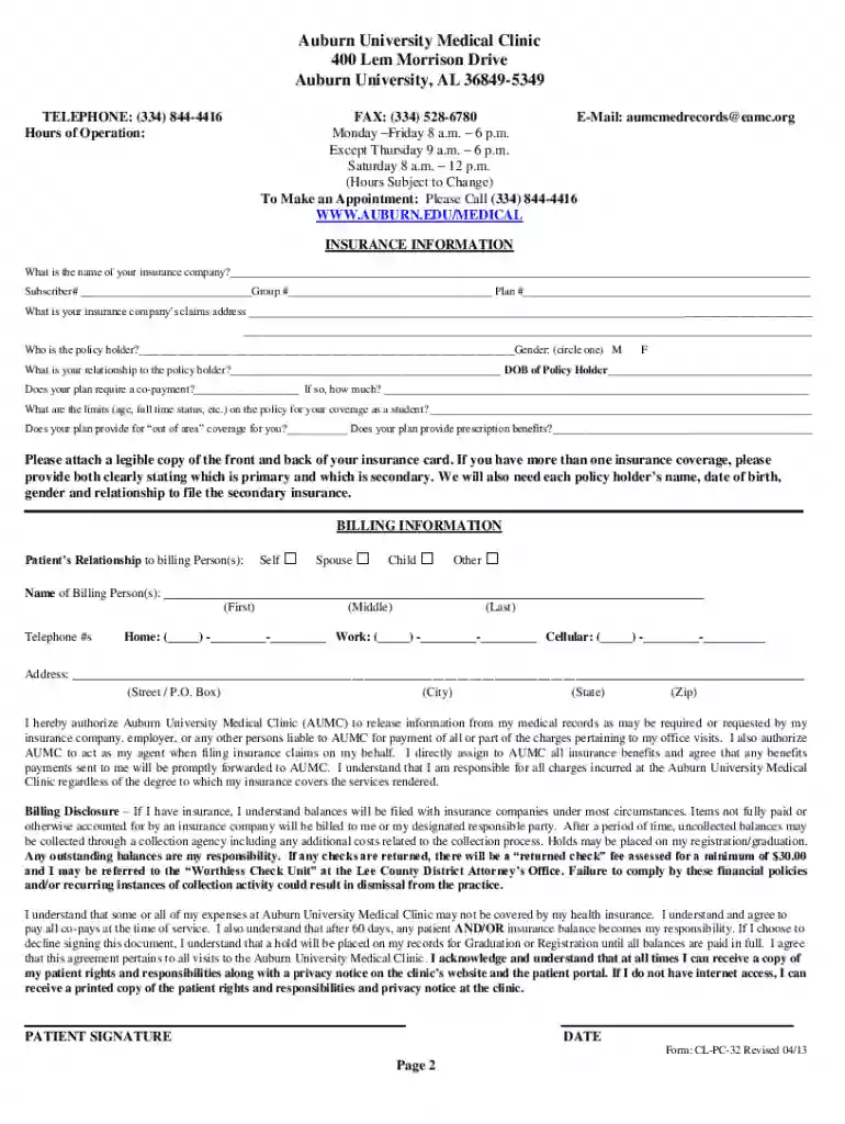 auburn tb test form Preview on Page 1