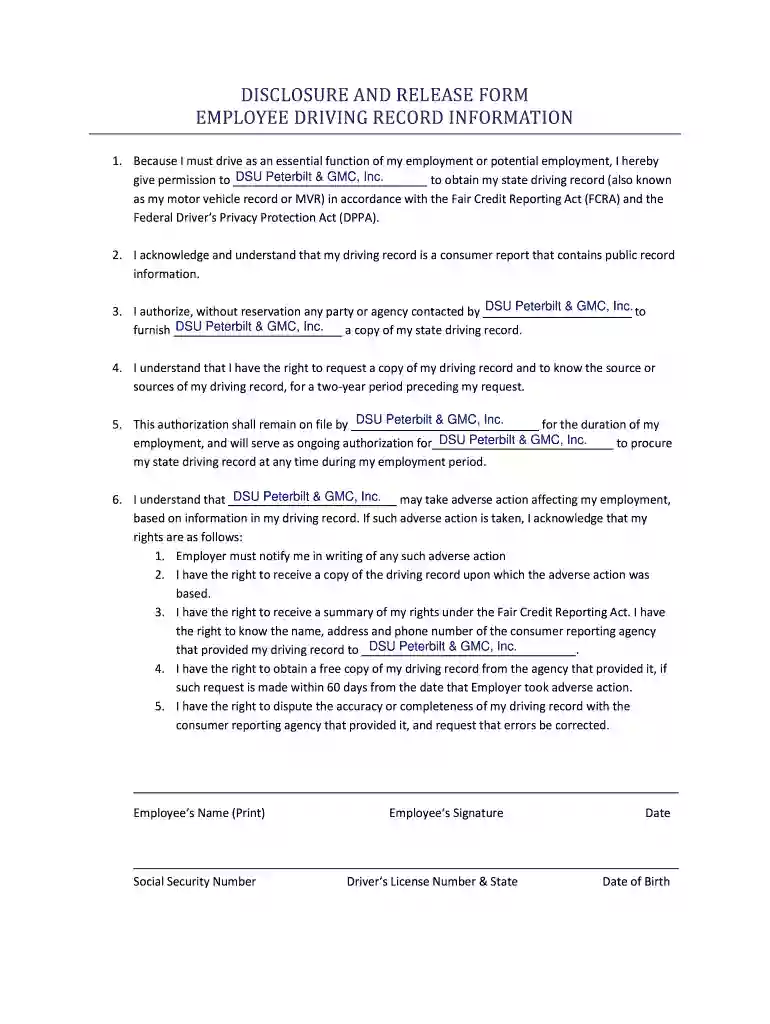 mvr release form Preview on Page 1