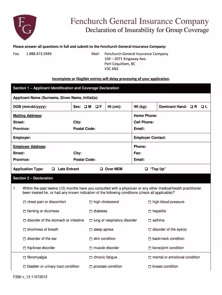 declaration fenchurch general Preview on Page 1