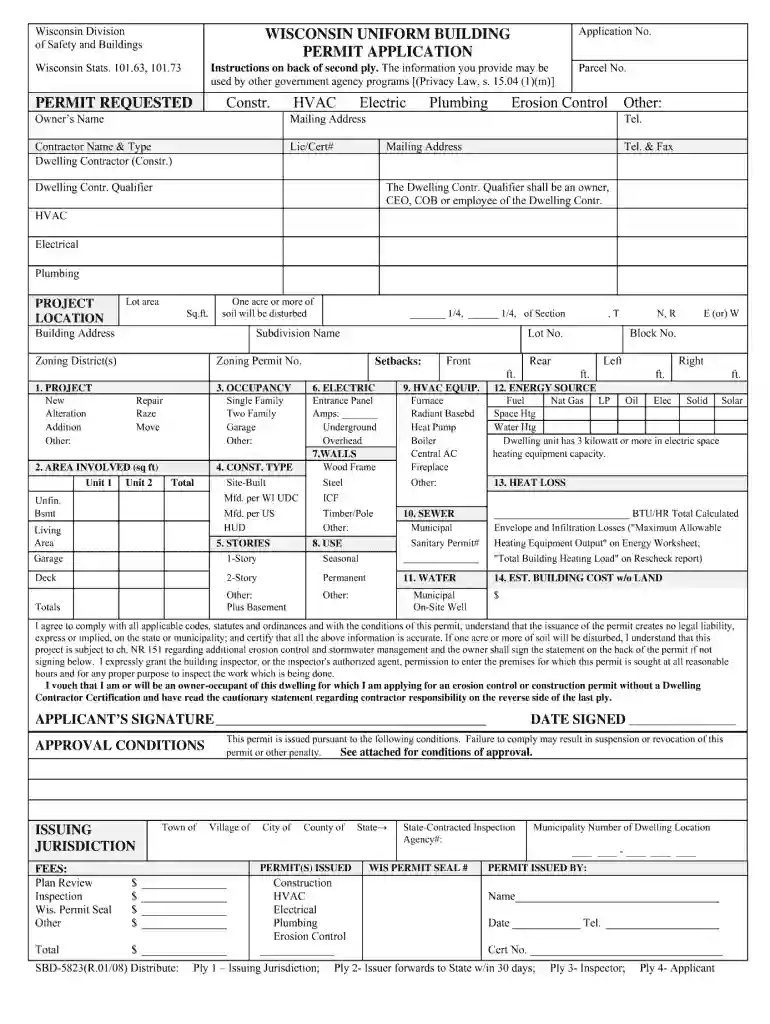 wisconsin building permit formDocHubcom 2008 Preview on Page 1
