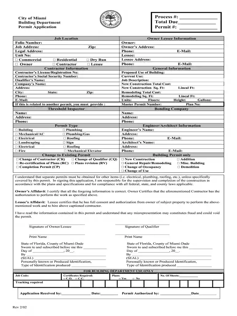 miami dade permit application Preview on Page 1