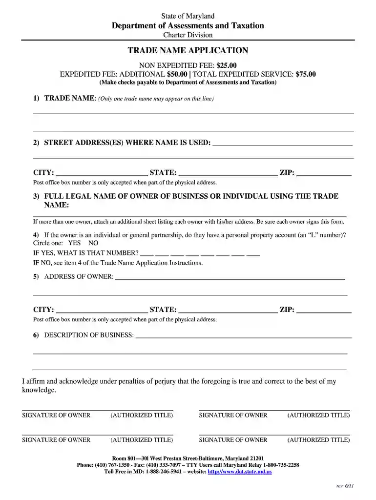 maryland trademark application online Preview on Page 1