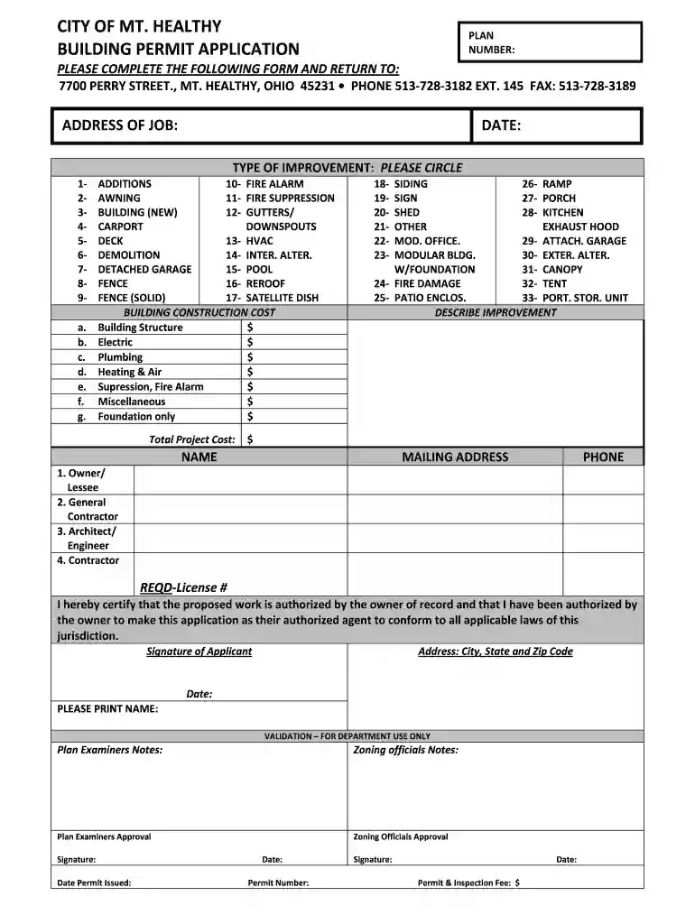building permit mt healthy Preview on Page 1