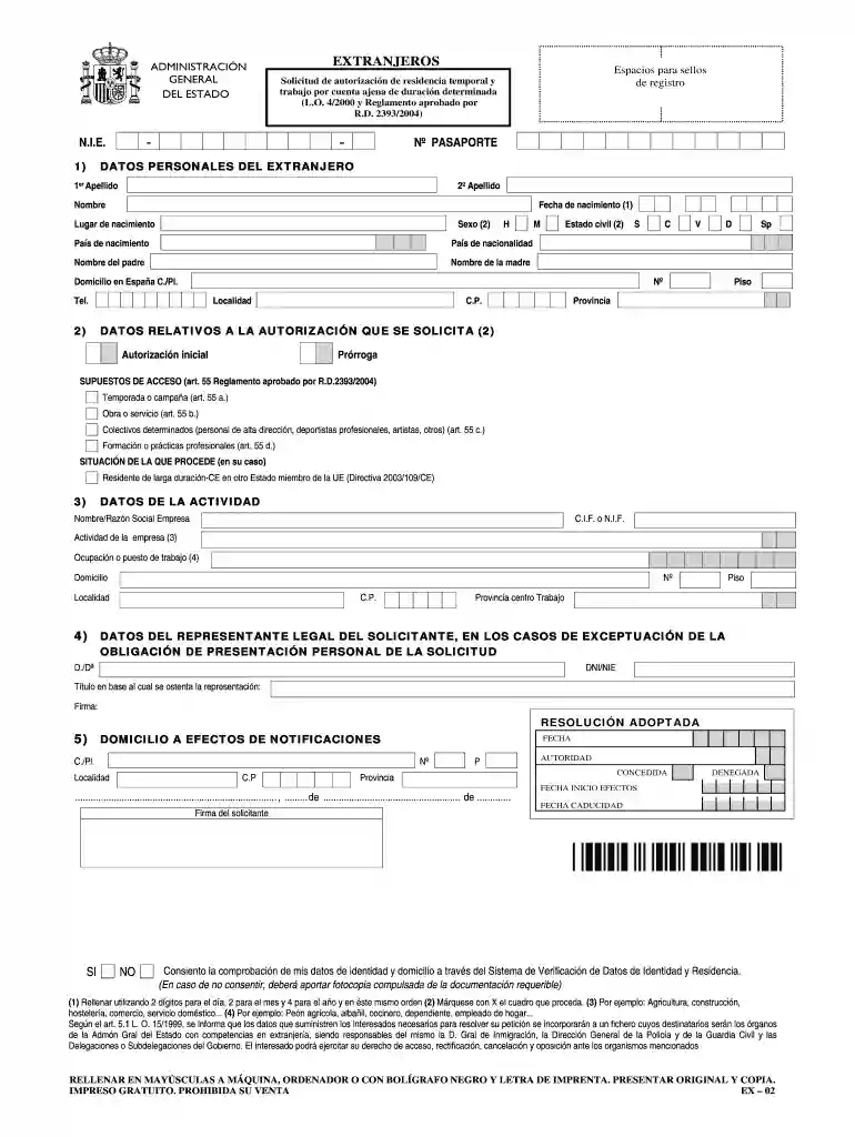 solicitud de autorización de residencia temporal y trabajo por cuenta ajena Vista previa en la página 1